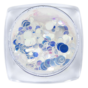 Komilfo диско дизайн №020, круги, прозрачные, с серебристо-голубым отливом, 1, 2 и 3 мм, (1 г)
