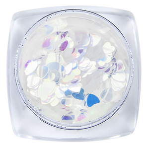 Komilfo диско дизайн №021, серця, прозорі, з сріблясто-блакитним відливом, 3 мм, (1 г), Колір: 021