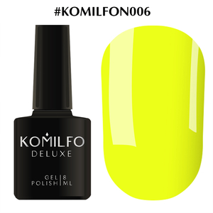 Гель-лак Komilfo DeLuxe Series №N006 (жовтий, неоновий), 8 мл, Колір: 006, Колір: Желтый