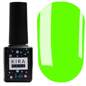 Гель-лак Kira Nails №124 (салатовий, емаль, неоновий), 6 мл