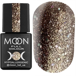 Гель-лак MOON FULL color Gel polish №322 (темный бежевый с разноцветным глиттером), 8 мл