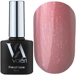 Valeri French base №002 (світло-рожевий із сріблястим мікроблиском), 12 мл, Об`єм: 12 мл, Все варианты для вариаций: 002