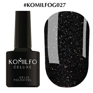 Гель-лак Komilfo DeLuxe Series G027 (черный с разноцветными блестками), 8 мл