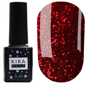 Гель-лак Red Hot Kira Peppers №001 (рубиновый с ярко-красными блестками), 6 мл