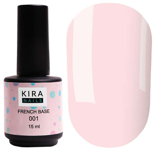 Kira Nails French Base 001 (нежно-розовый), 15 мл, Объем: 15 мл, Оттенок: 001