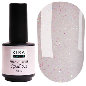 Kira Nails French Base Opal 001 (опал), 15 мл, Об`єм: 15 мл, Оттенок: Opal 001