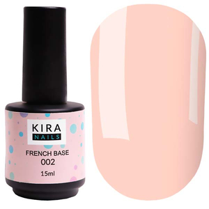Kira Nails French Base 002 (ніжний персиковий), 15 мл, Об`єм: 15 мл, Колір: 002