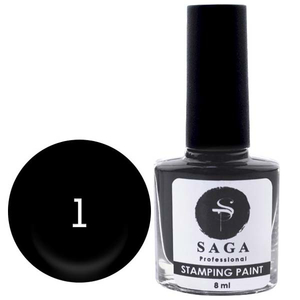 Лак-фарба для стемпінга SAGA 01 чорний, 8 мл, Колір: 01