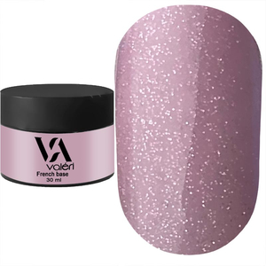 Valeri French base №021 (ніжно-рожевий з срібним мікроблеском), 30 мл, Об`єм: 30 мл, Все варианты для вариаций: 021