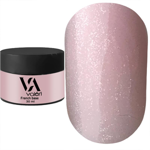 Valeri French base №025 (сливочно-розовый с серебристым микроблеском), 30 мл, Объем: 30 мл, Цвет: 025