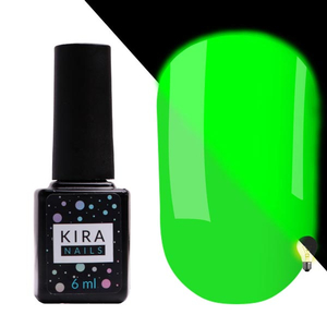 Гель-лак Kira Nails FLUO 002 (салатовий, флуоресцентний), 6 мл