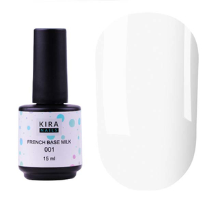 Kira Nails French Base Milk 001 (молочная), 15 мл