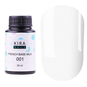 Kira Nails French Base Milk 001 (молочна), 30 мл, Об`єм: 30 мл, Колір: Milk 001