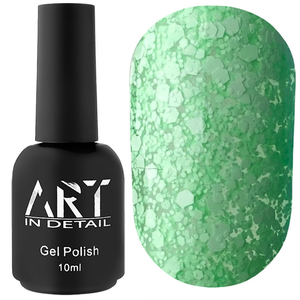 Гель-лак ART Bubble №B005 (полупрозрачный зеленый с белыми хлопьями), 10 мл, Объем: 10 мл, Цвет: B005
