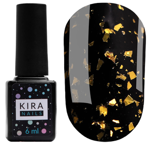 Kira Nails No Wipe Top Gold Shard - топ без ЛС с золотой поталью, 6 мл, Цвет: Gold