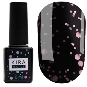 Kira Nails No Wipe Top Pink Yogurt - топ без ЛС с розовой крошкой, 6 мл