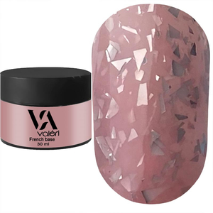 Valeri Base Potal №054 (рожево-персикова із сріблястою поталлю), 30 мл, Об`єм: 30 мл, Колір: 054