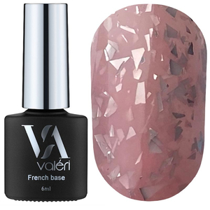 Valeri Base Potal №054 (рожево-персикова із сріблястою поталлю), 6 мл, Об`єм: 6 мл, Колір: 054