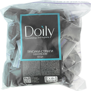 Трусики-стрінги Doily (50 шт\пач) із спанбонду, чорні, Колір: Чорний