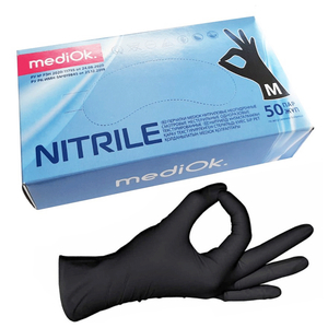 Рукавички нітрилові MediOk Black 100 шт, M, Розмір рукавичок: M
