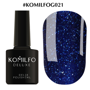 Гель-лак Komilfo DeLuxe Series №G021 (синій з сріблястими блискітками), 8 мл