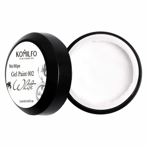 Гель-фарба БЕЗ липкого шару Komilfo No Wipe Gel Paint White 002 (біла), 5 мл, Колір: 002, Колір: Білий