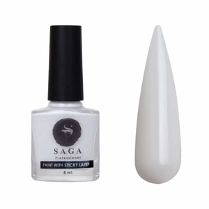 Лак-фарба для стемпінгу з липким шаром SAGA (біла), 8 мл, Колір: Біла