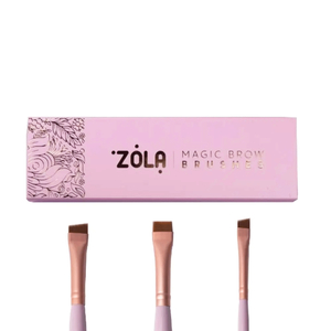 Набір пензлів ZOLA MAGIC BROW BRUSHES для фарбування брів, світло-рожевий