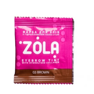Фарба для брів із колагеном ZOLA Eyebrow Tint With Collagen03 Brown у саші+окислювач, 5 мл, Об`єм: 5 мл, Колір: 03 Brown