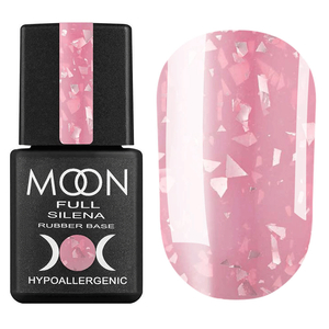 MOON FULL Potal Rubber Base Silena №2027 (розовый с серебристой поталью), 8 мл, Цвет: 2027