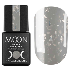 MOON FULL Potal Rubber Base Silena №2037 (серый с серебристой поталью), 8 мл, Цвет: 2037