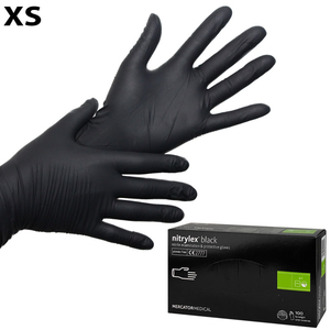 Перчатки нитрил неопудренные нестерильные Nitrylex Mercator Black 100 шт, XS, Количество: 100 шт, Размер: XS, Цвет: Black
