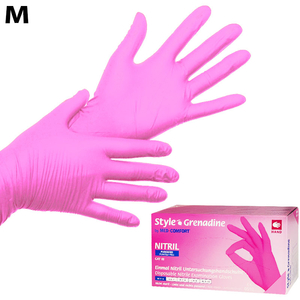 Рукавички нітрил неопудрені нестерильні Style Grenadine 100 шт, М, Розмір рукавичок: M, Розмір: М, Колір: Рожевий