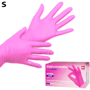Рукавички нітрил неопудрені нестерильні Style Grenadine 100 шт, S, Розмір рукавичок: S, Розмір: S, Колір: Рожевий