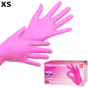 Рукавички нітрил неопудрені нестерильні Style Grenadine 100 шт, XS, Розмір рукавичок: XS, Розмір: XS, Колір: Рожевий