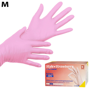 Рукавички нітрил неопудрені нестерильні Style Strawberry 100 шт, M, Розмір рукавичок: M, Розмір: M, Колір: Рожевий