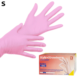 Рукавички нітрил неопудрені нестерильні Style Strawberry 100 шт, S, Розмір рукавичок: S, Розмір: S, Колір: Рожевий