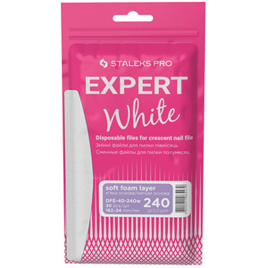 Змінні білі файли для пилки півмісяць на м'якій основі 240 грит STALEKS PRO EXPERT 40 30 шт DFE-40-240w
