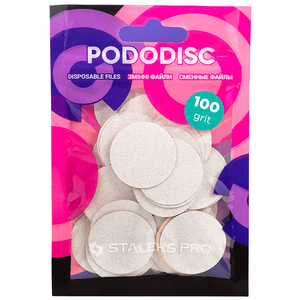 Змінні файли білі для педикюрного диска 100 грит STALEKS PRO PODODISC L 50 шт PDF-25-100w, Вид: Змінні файли, Диаметр: 25 мм, Абразивність: 100