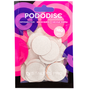 Змінні файли білі для педикюрного диска 180 грит STALEKS PRO PODODISC L 50 шт PDF-25-180w, Вид: Змінні файли, Диаметр: 25 мм, Абразивність: 180
