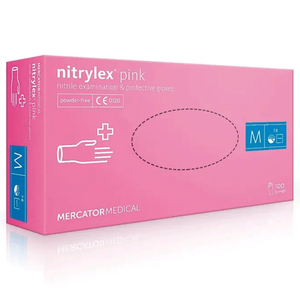 Рукавички нітрил неопудрені нестерильні Nitrylex Mercator Pink 100 шт, M, Кількість: 100 шт, Розмір: M, Колір: Pink