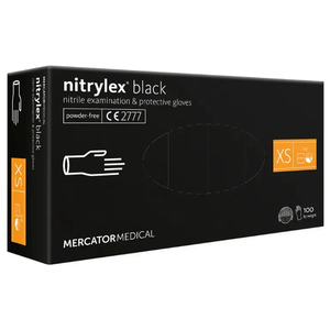 Перчатки нитрил неопудренные нестерильные Nitrylex Mercator Black 100 шт, XS, Количество: 100 шт, Размер: XS, Цвет: Black
