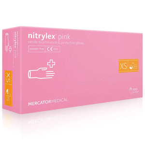 Рукавички нітрил неопудрені нестерильні Nitrylex Mercator Pink 100 шт, XS, Кількість: 100 шт, Розмір: XS, Колір: Pink