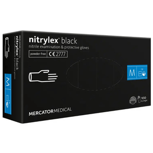 Перчатки нитрил неопудренные нестерильные Nitrylex Mercator Black 100 шт, M, Количество: 100 шт, Размер: M, Цвет: Black
