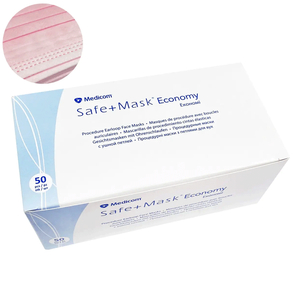 Маска медична тришарова Medicom SAFE+MASK Economy (Pink), 50 шт, Кількість: 50 шт, Колір: Pink