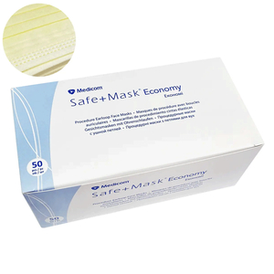 Маска медична тришарова Medicom SAFE+MASK Economy (Yellow), 50 шт, Кількість: 50 шт, Колір: Yellow
