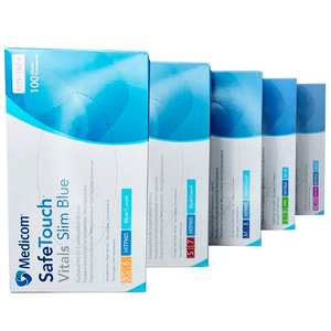 Рукавички нітрил неопудрені нестерильні Medicom SafeTouch Vitals Slim Blue 100 шт, L, Кількість: 100 шт, Розмір: L, Колір: Blue
