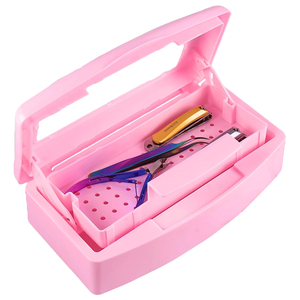 Бокс-контейнер для дезінфекції манікюрних інструментів 0,5 л (з віконцем), рожевий, Колір: Рожевий