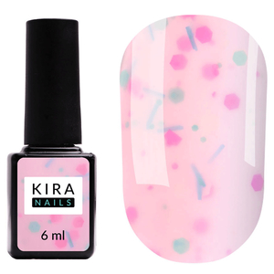 Kira Nails Lollypop Base №005 (яскраво-рожевий з різнокольоровими пластівцями), 6 мл, Колір: 005