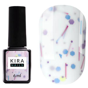 Kira Nails Lollypop Base №002 (білий з різнокольоровими пластівцями), 6 мл, Колір: 002